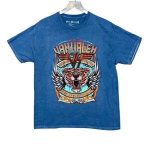 Van Halen Band Tee Mens Large Blue Mighty Tour‎ Of N America World Vacation 1979